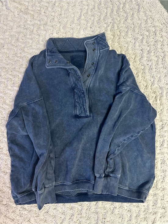 aerie Jackets & Blazers - aerie womens Washed Indigo Zip-Snap Sweater